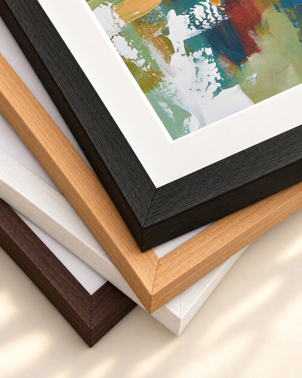 Abstract 373 Art Print — framed print corner with 5 cm mount and bevel