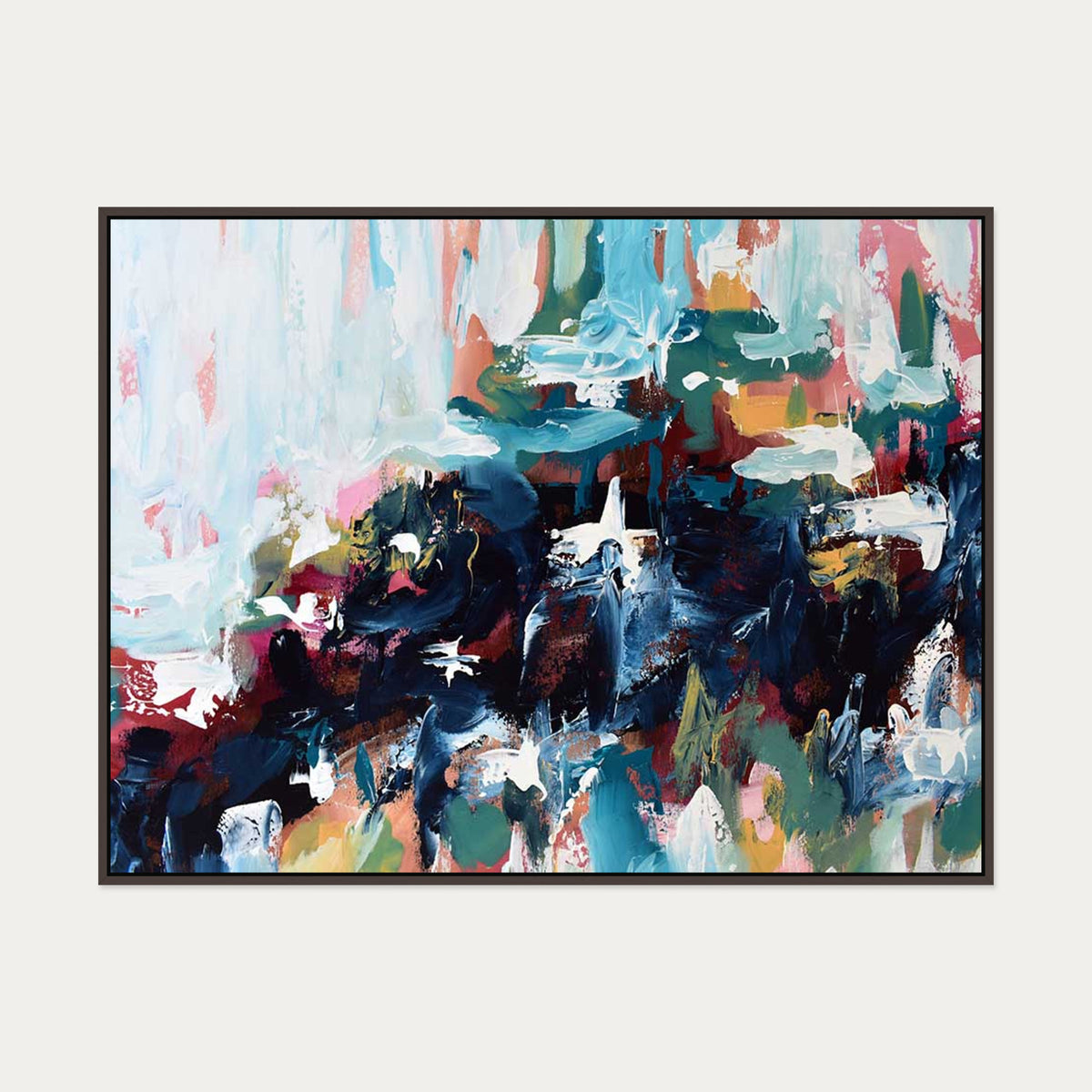 Abstract 377 Canvas Art — 90 x 120 cm — Brown Frame