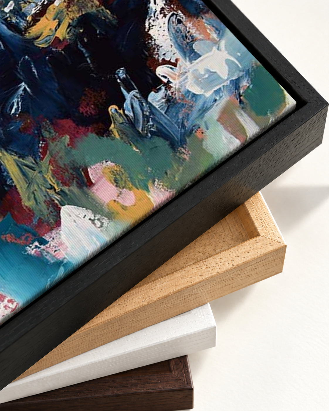 Abstract 377 Canvas Art — framed canvas corner and wrapped canvas detail