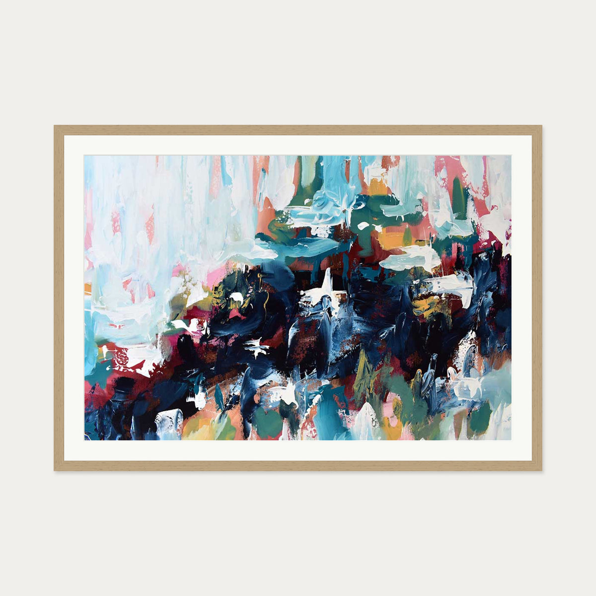 Abstract 377 Art Print — 70 x 100 cm — Oak Frame