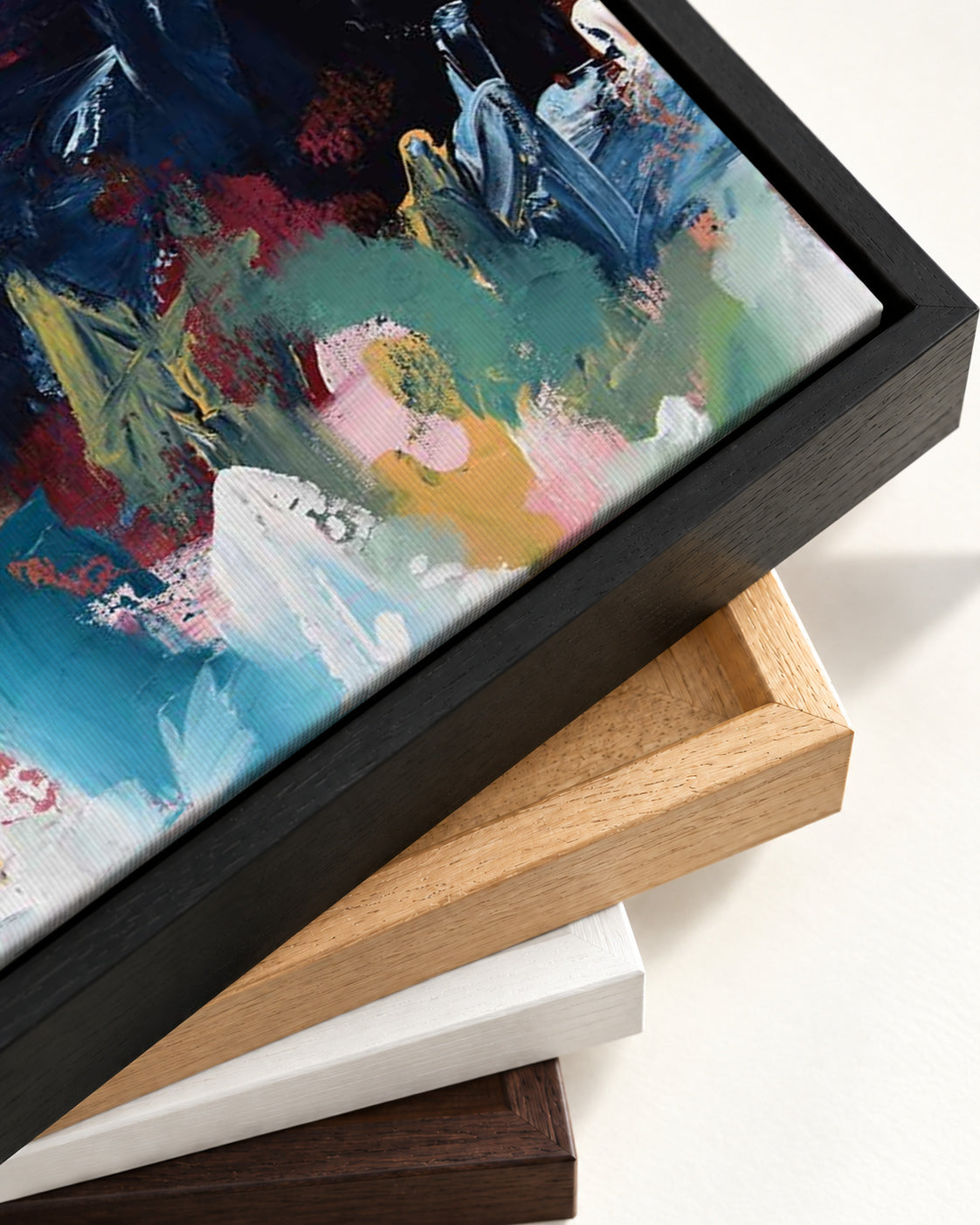 Abstract 379 Canvas Art — framed canvas corner and wrapped canvas detail