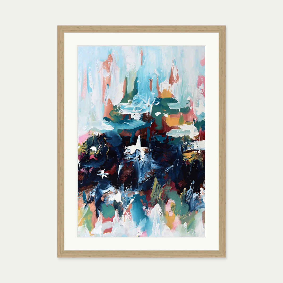Abstract 379 Art Print — 50 x 70 cm — Oak Frame