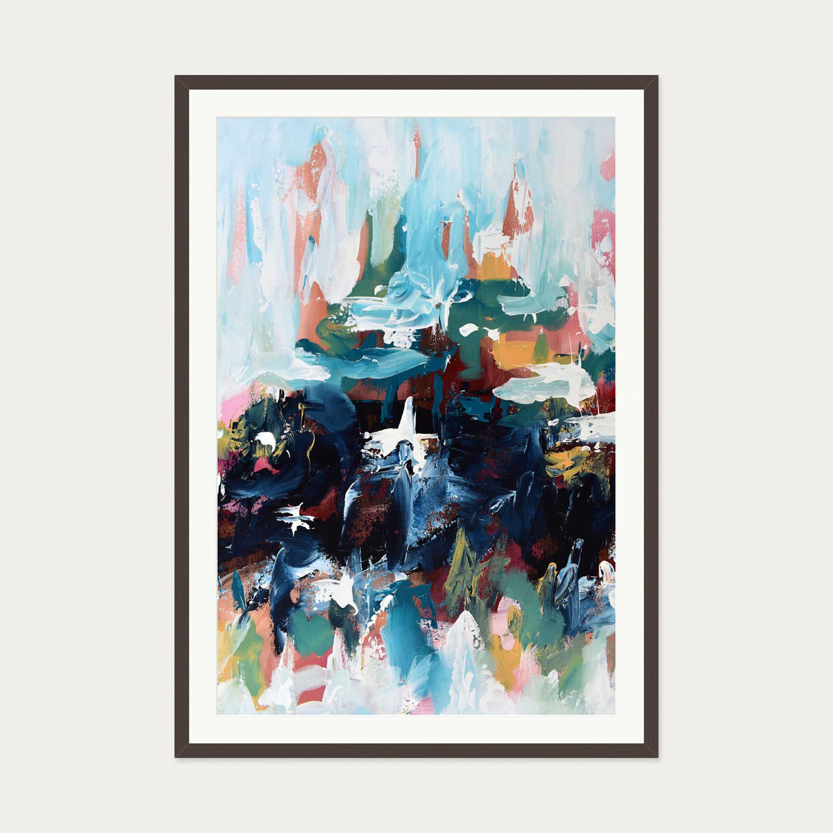 Abstract 379 Art Print — 70 x 100 cm — Brown Frame