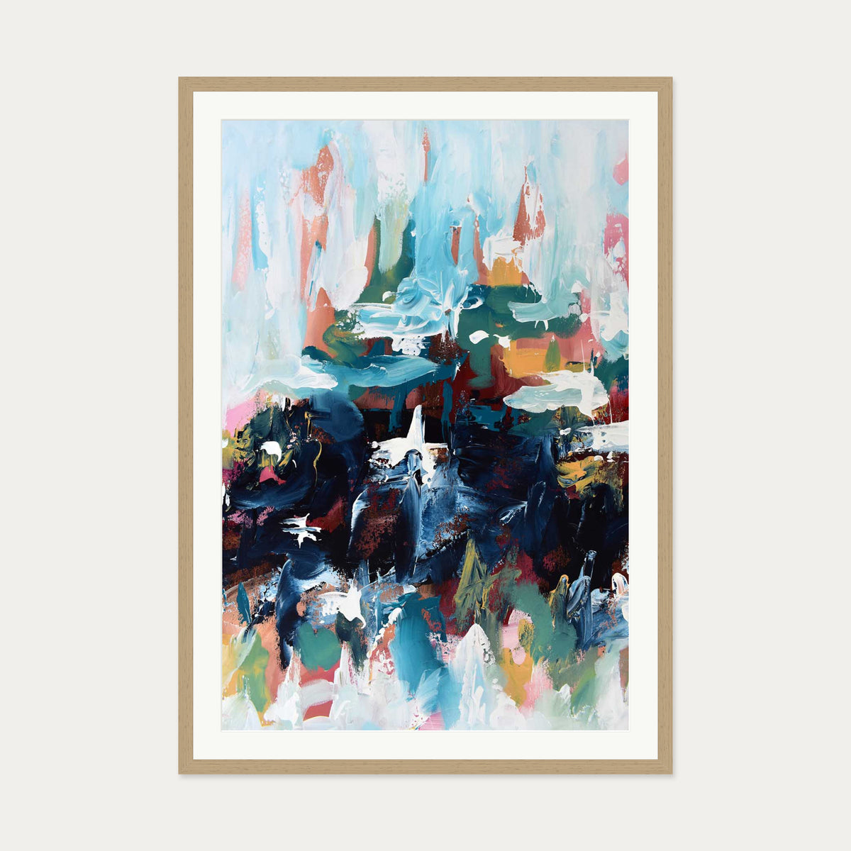 Abstract 379 Art Print — 70 x 100 cm — Oak Frame