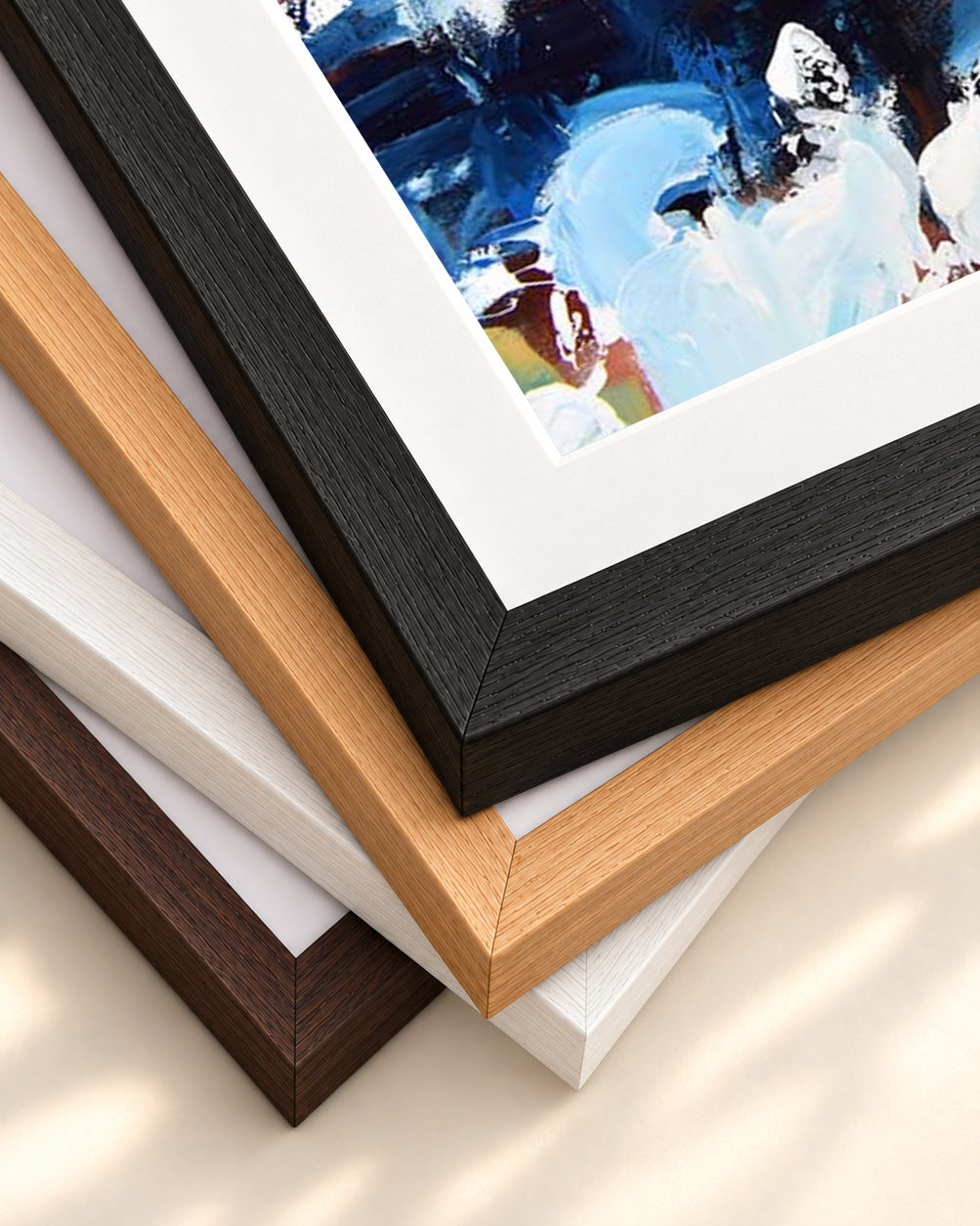 Abstract 383 Art Print — framed print corner with 5 cm mount and bevel