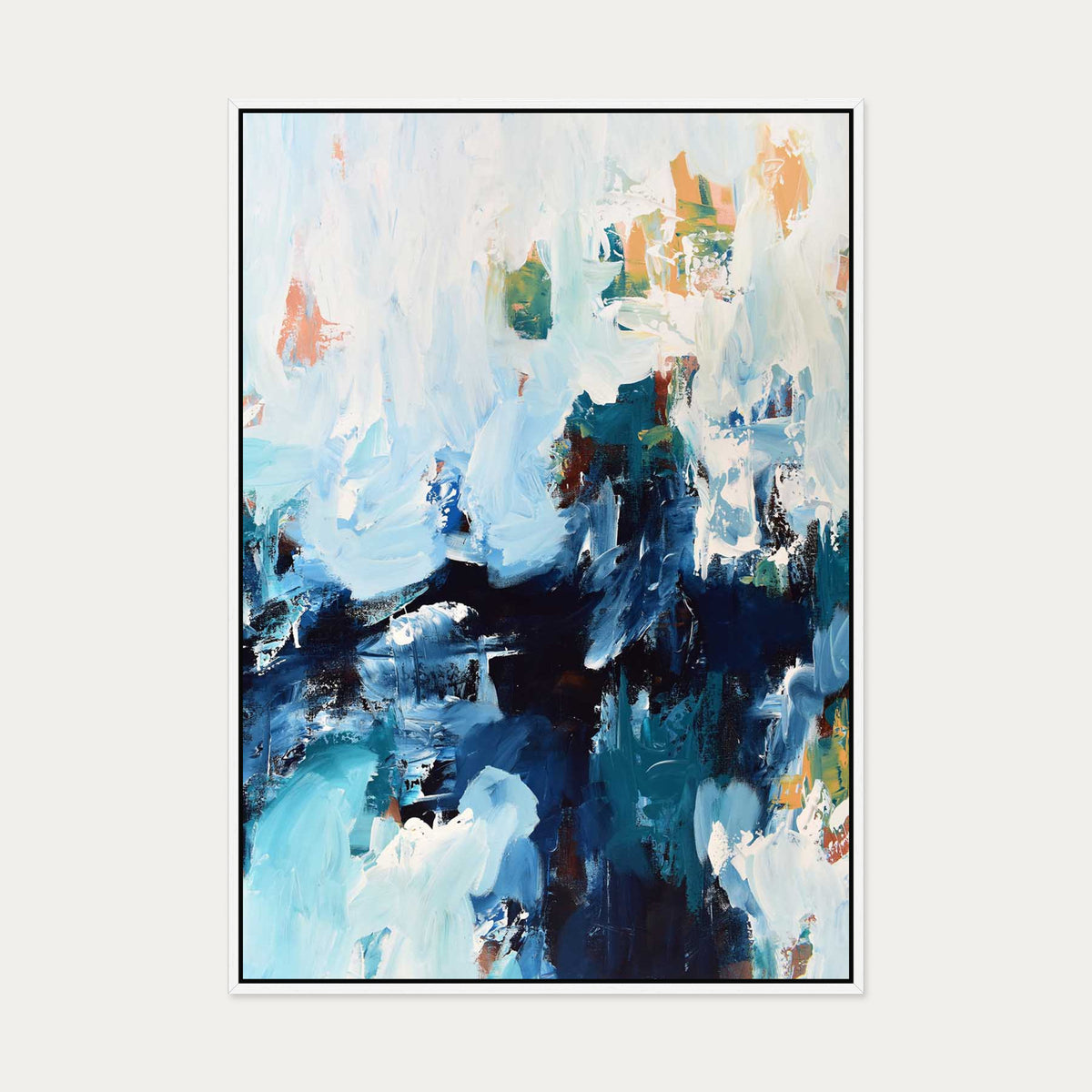 Abstract 384 Canvas Art — 70 x 100 cm — White Frame