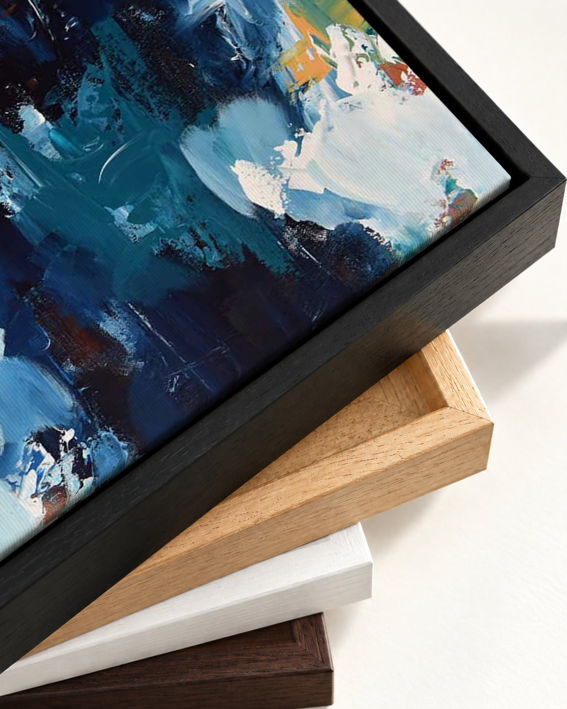 Abstract 384 Canvas Art — framed canvas corner and wrapped canvas detail