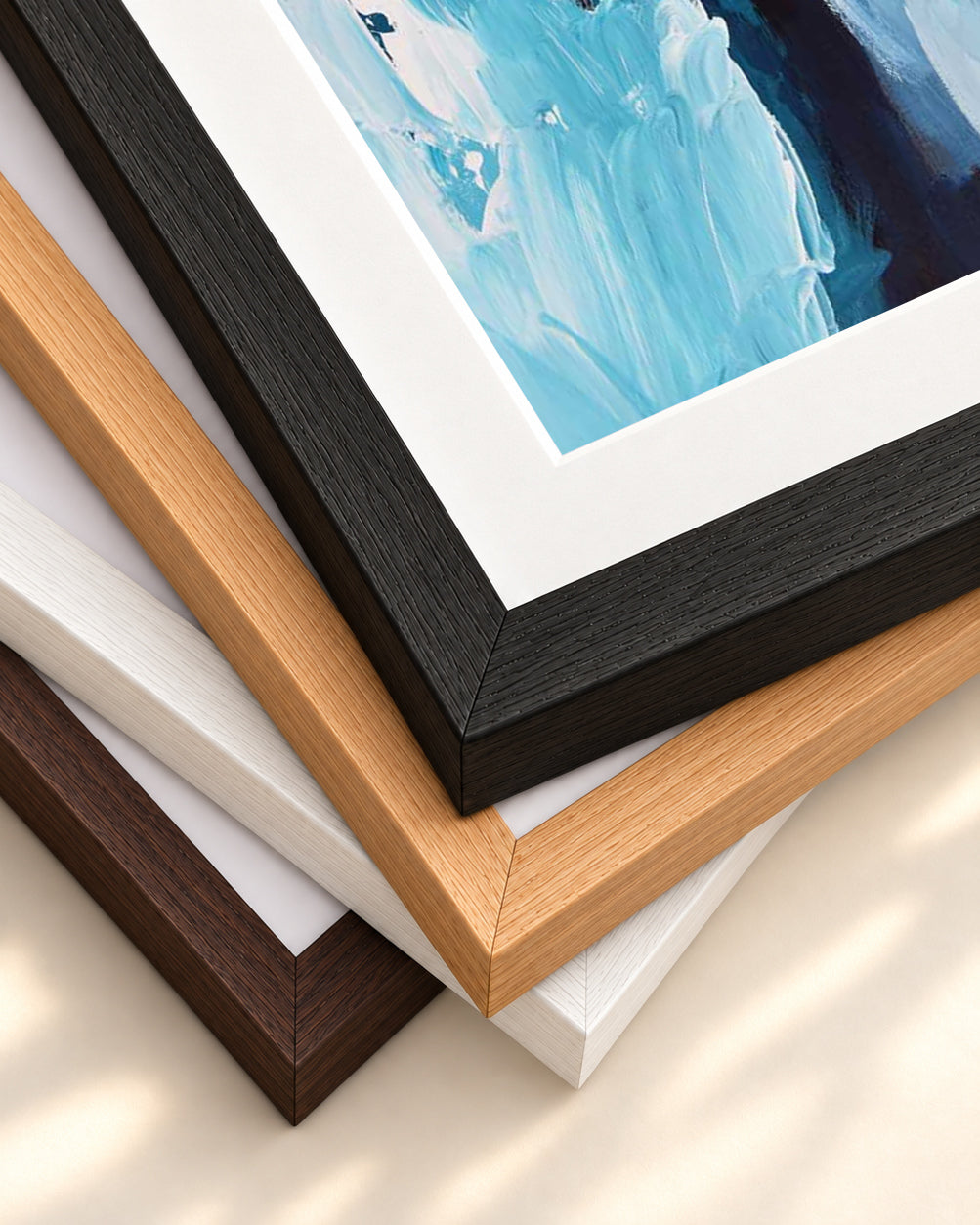 Abstract 389 Art Print — framed print corner with 5 cm mount and bevel
