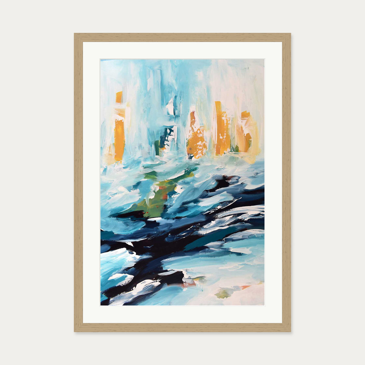 Abstract 390 Art Print — 50 x 70 cm — Oak Frame
