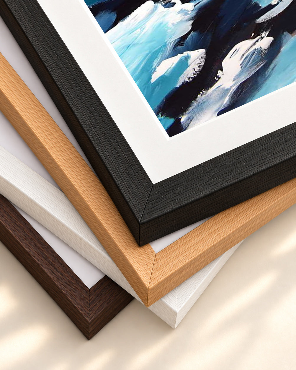 Abstract 390 Art Print — framed print corner with 5 cm mount and bevel