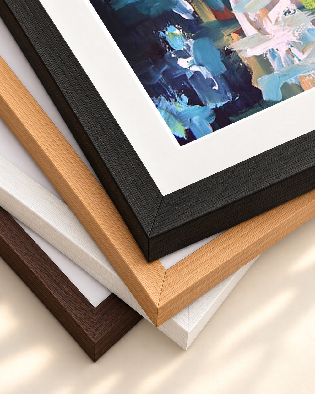 Abstract 395 Art Print — framed print corner with 5 cm mount and bevel