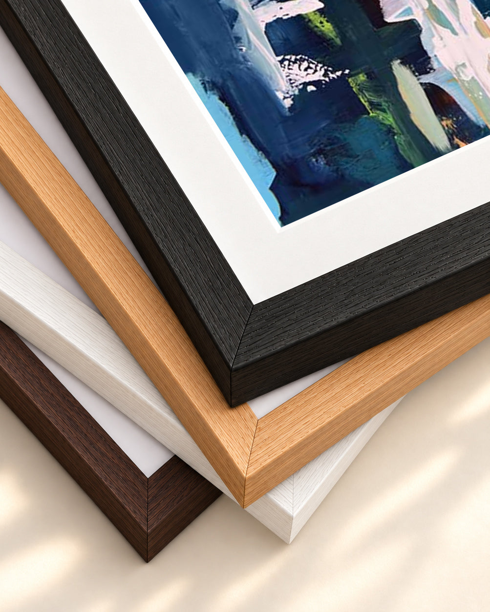 Abstract 396 Art Print — framed print corner with 5 cm mount and bevel