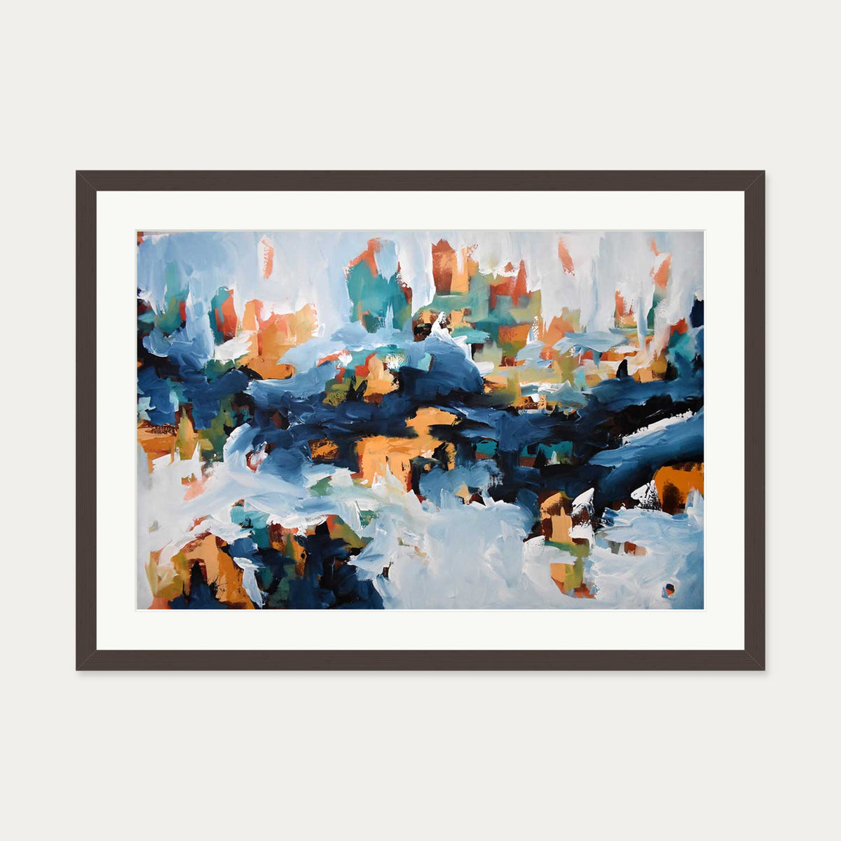 Abstract 398 Art Print — 50 x 70 cm — Brown Frame