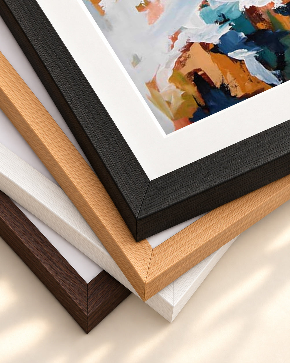 Abstract 398 Art Print — framed print corner with 5 cm mount and bevel