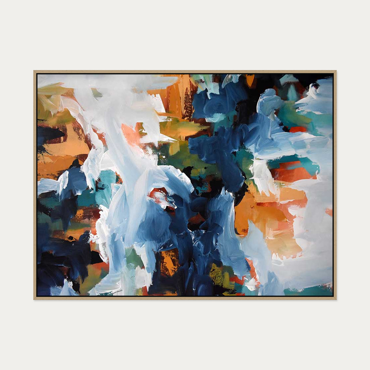 Abstract 400 Canvas Art — 90 x 120 cm — Oak Frame