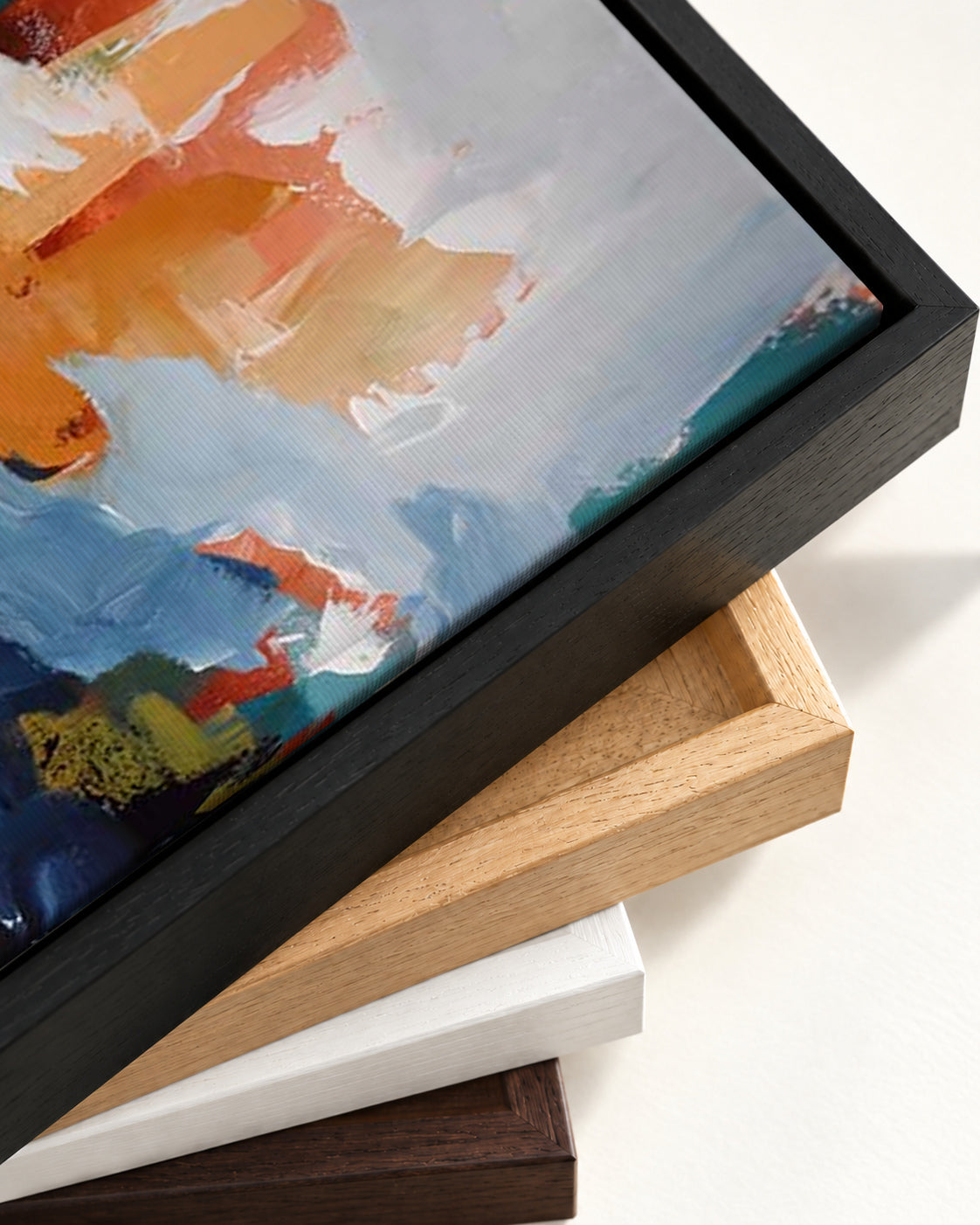 Abstract 400 Canvas Art — framed canvas corner and wrapped canvas detail