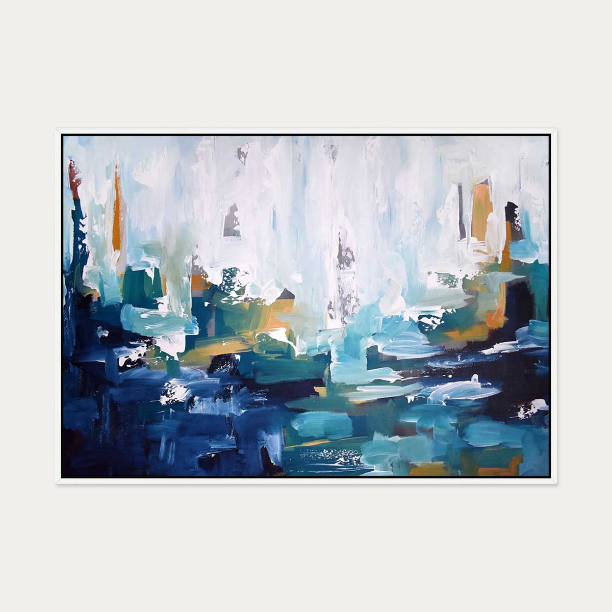 Abstract 403 Canvas Art — 70 x 100 cm — White Frame