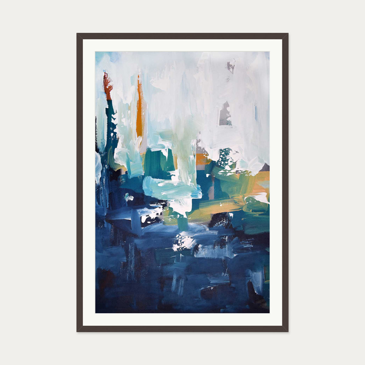 Abstract 405 Art Print — 70 x 100 cm — Brown Frame
