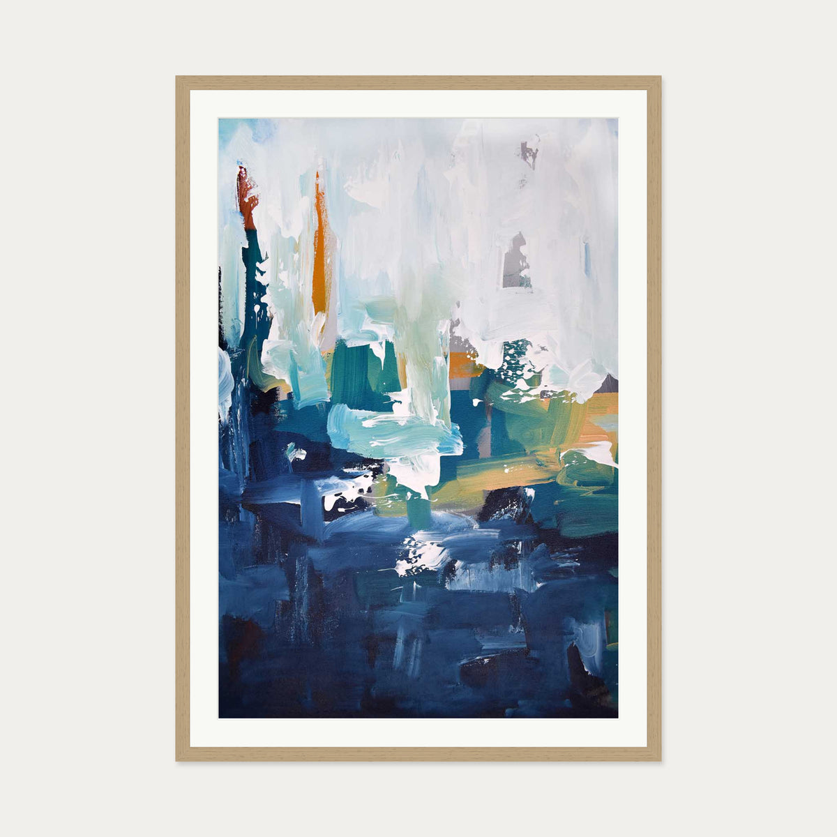 Abstract 405 Art Print — 70 x 100 cm — Oak Frame
