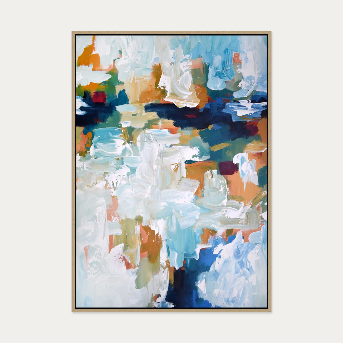 Abstract 409 Canvas Art — 70 x 100 cm — Oak Frame
