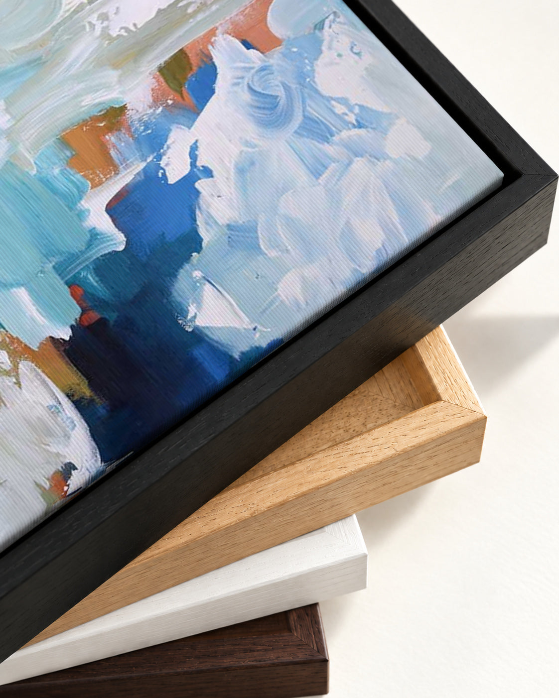 Abstract 409 Canvas Art — framed canvas corner and wrapped canvas detail