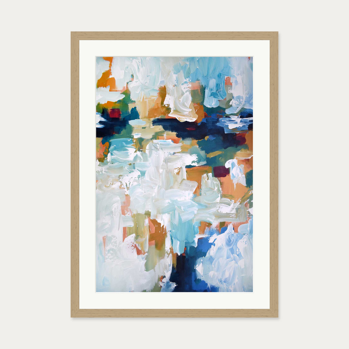 Abstract 409 Art Print — 50 x 70 cm — Oak Frame
