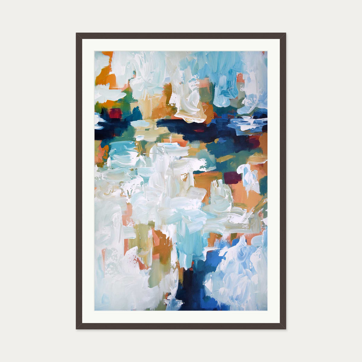 Abstract 409 Art Print — 70 x 100 cm — Brown Frame