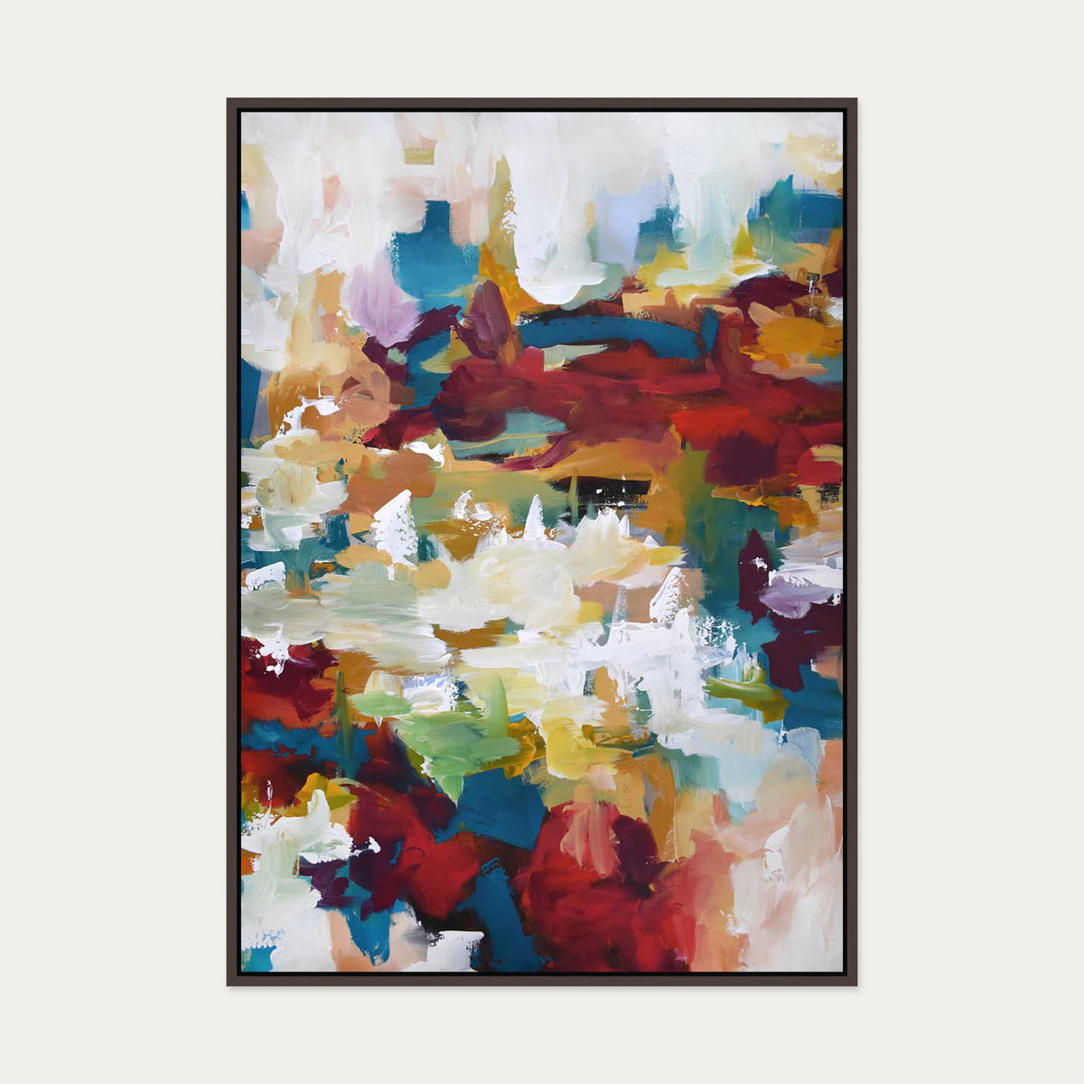 Abstract 412 Canvas Art — 70 x 100 cm — Brown Frame