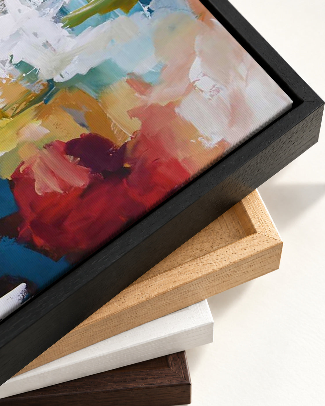 Abstract 412 Canvas Art — framed canvas corner and wrapped canvas detail