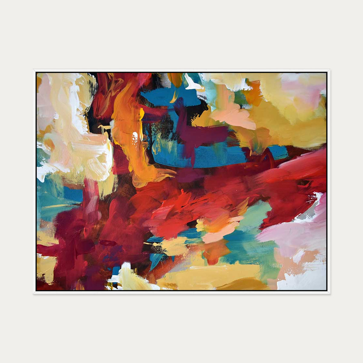 Abstract 416 Canvas Art — 90 x 120 cm — White Frame