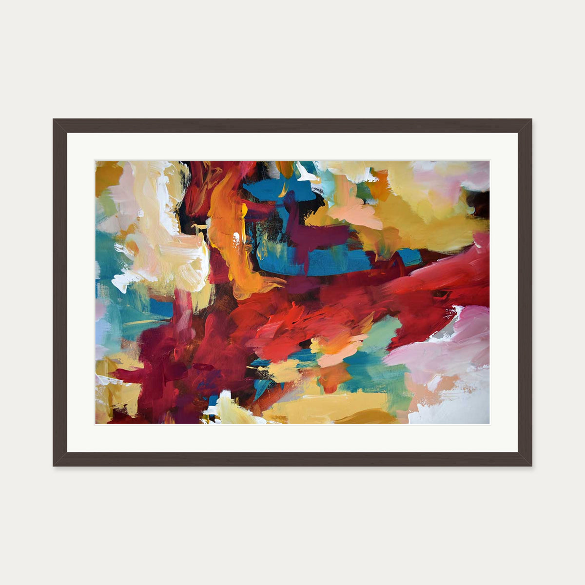 Abstract 416 Art Print — 50 x 70 cm — Brown Frame