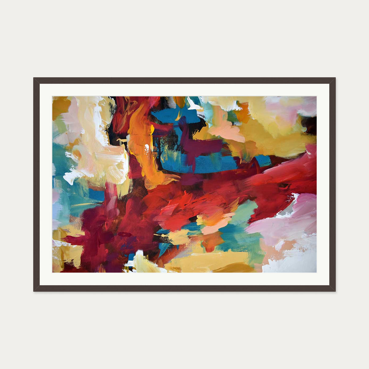 Abstract 416 Art Print — 70 x 100 cm — Brown Frame