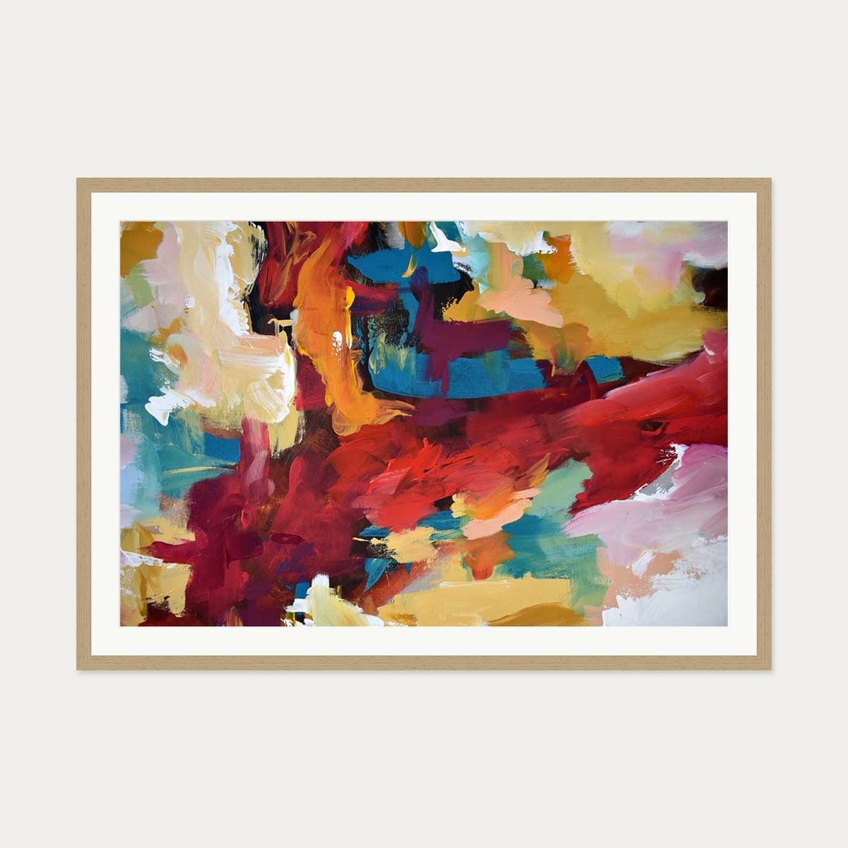 Abstract 416 Art Print — 70 x 100 cm — Oak Frame