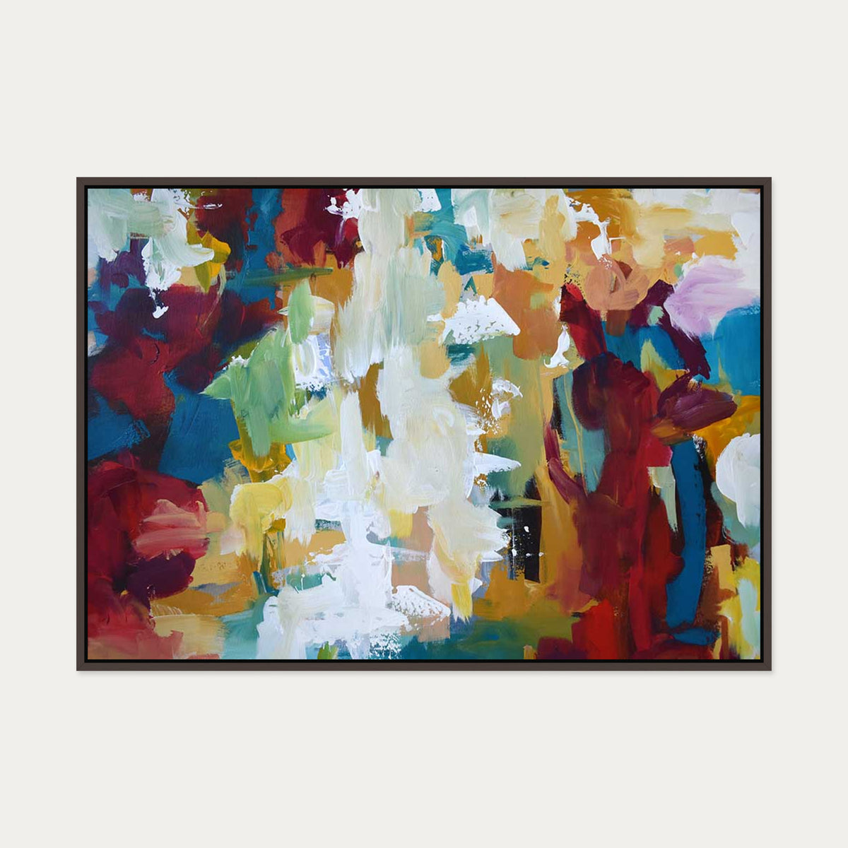 Abstract 419 Canvas Art — 70 x 100 cm — Brown Frame