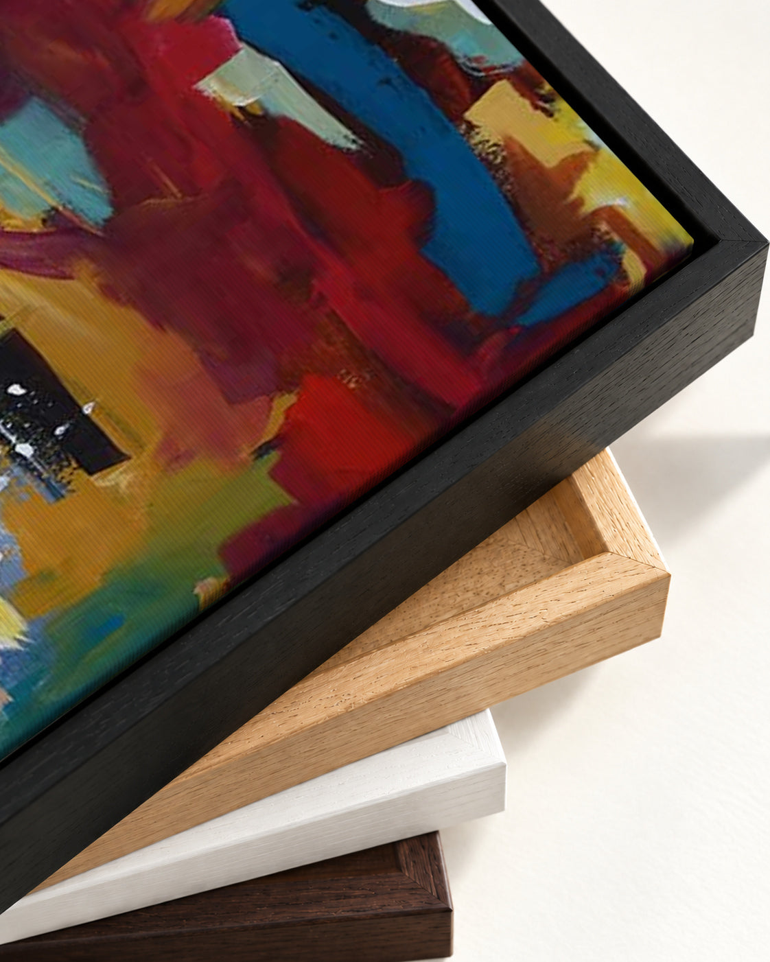 Abstract 419 Canvas Art — framed canvas corner and wrapped canvas detail