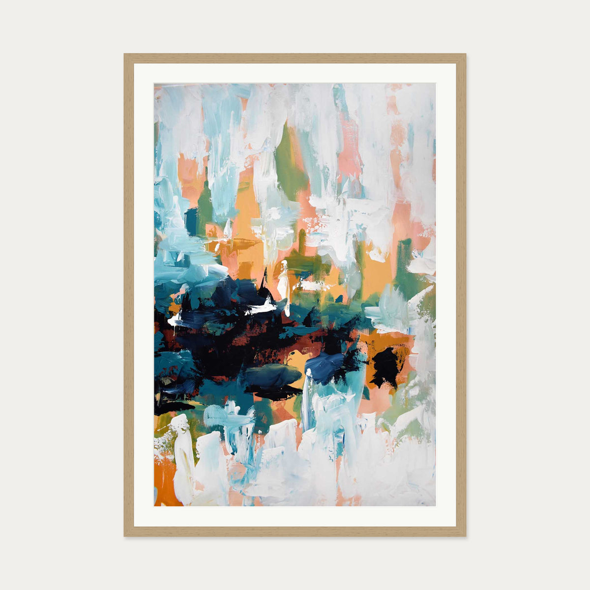 Abstract 422 Art Print — 70 x 100 cm — Oak Frame