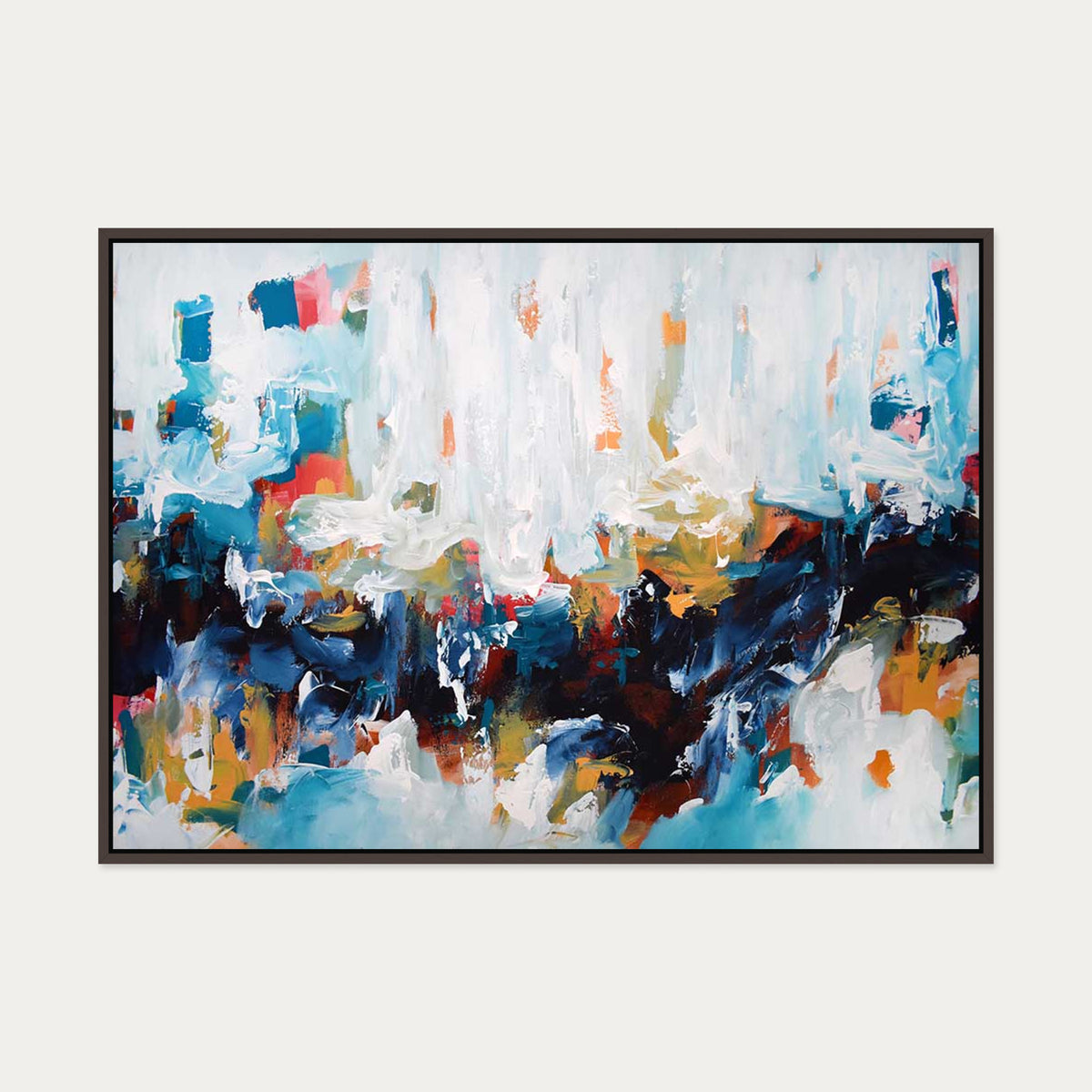 Abstract 423 Canvas Art — 70 x 100 cm — Brown Frame