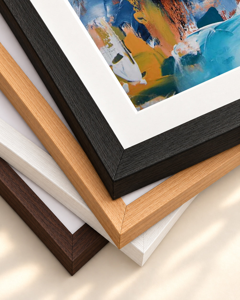 Abstract 425 Art Print — framed print corner with 5 cm mount and bevel