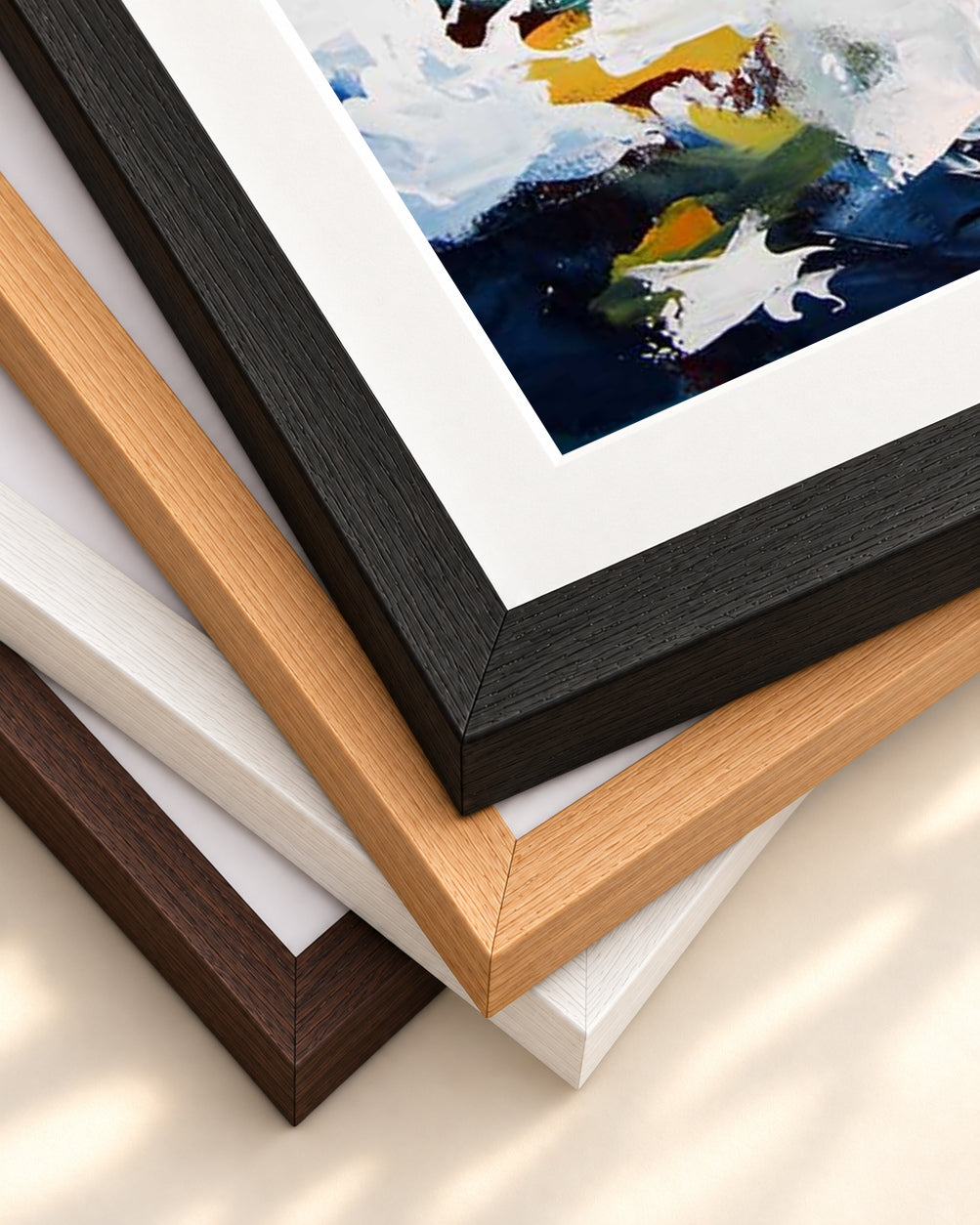 Abstract 428 Art Print — framed print corner with 5 cm mount and bevel