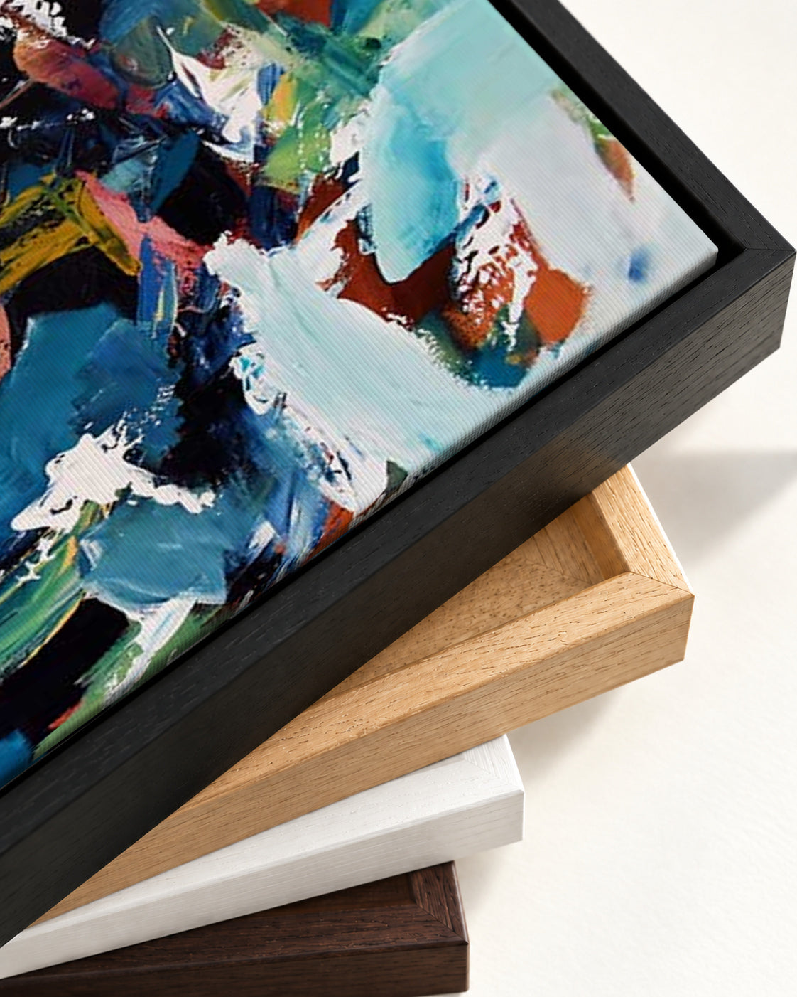 Abstract 431 Canvas Art — framed canvas corner and wrapped canvas detail