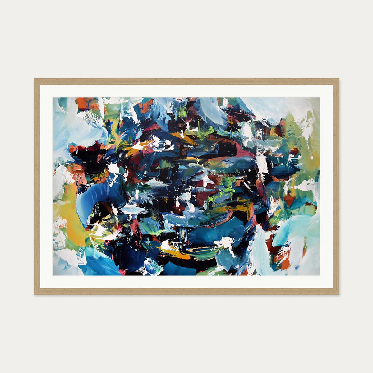 Abstract 431 Art Print — 70 x 100 cm — Oak Frame