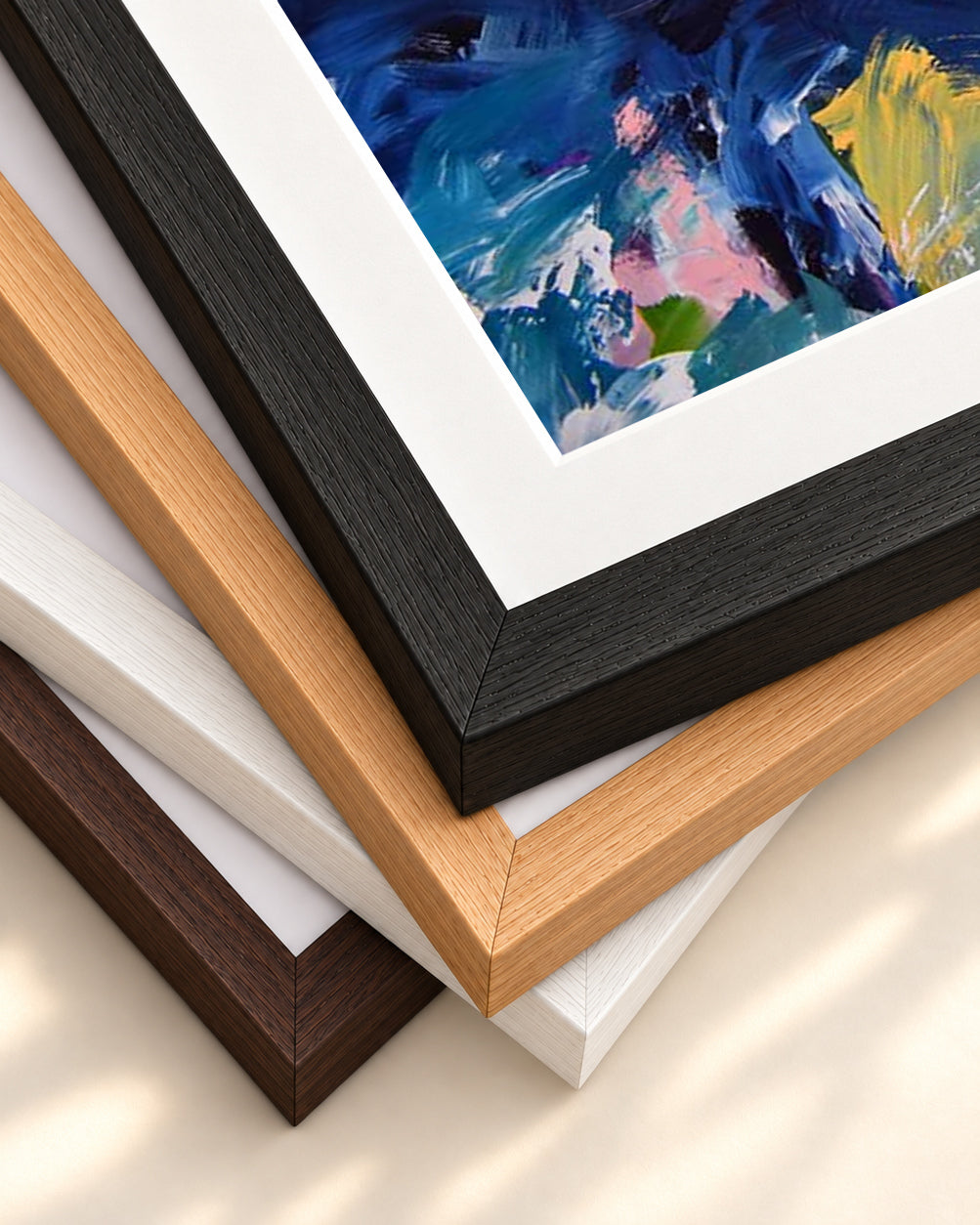 Abstract 437 Art Print — framed print corner with 5 cm mount and bevel