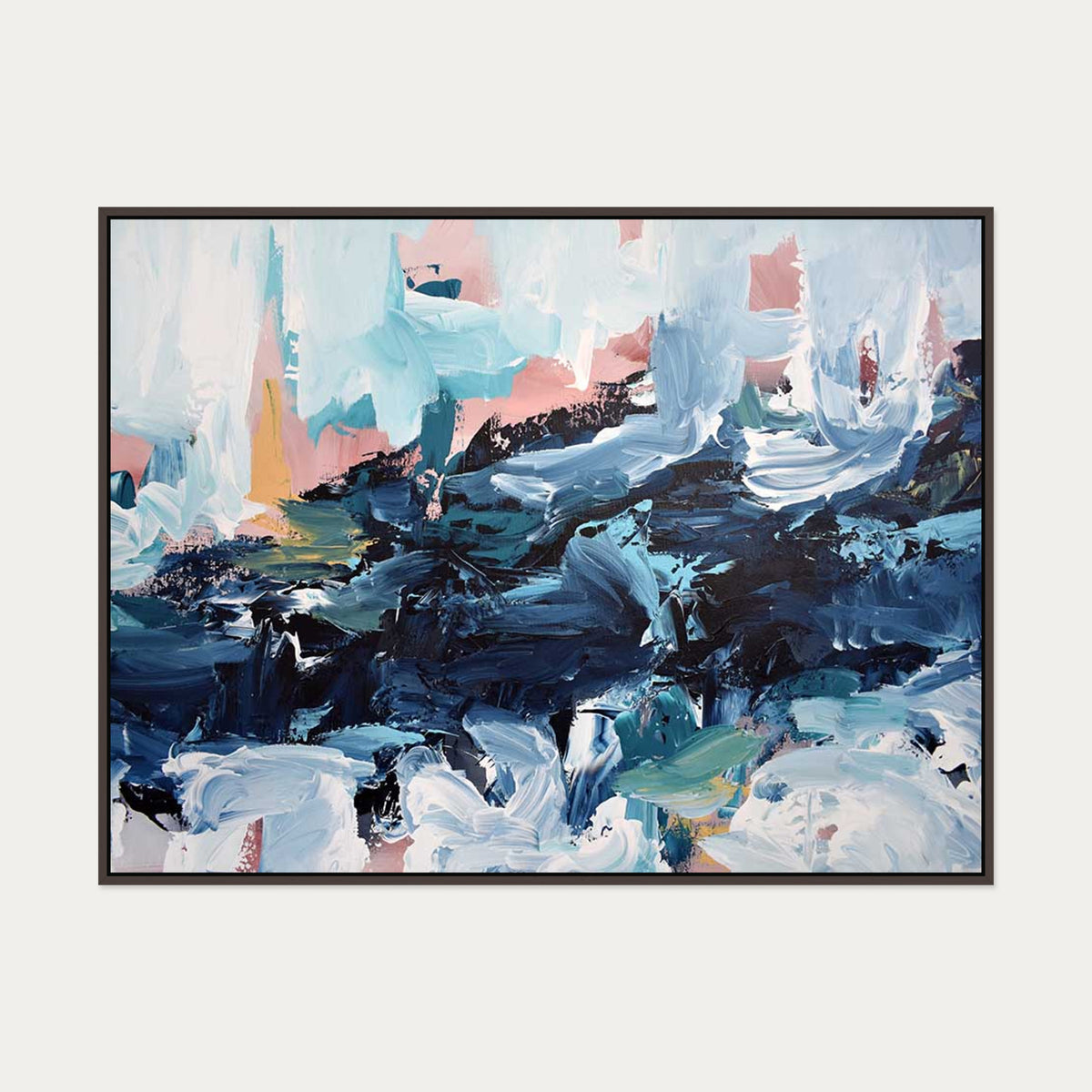 Abstract 442 Canvas Art — 90 x 120 cm — Brown Frame