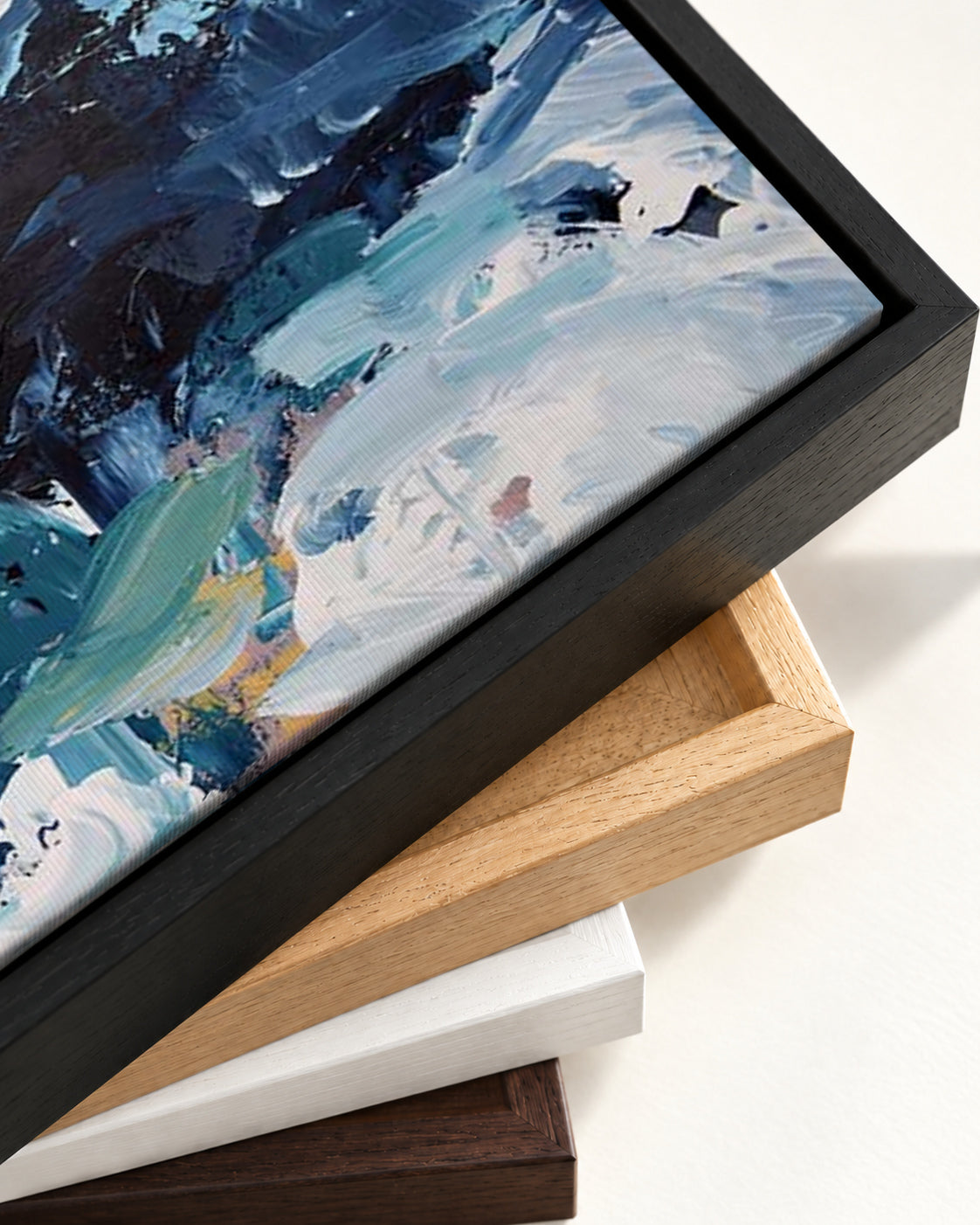 Abstract 442 Canvas Art — framed canvas corner and wrapped canvas detail