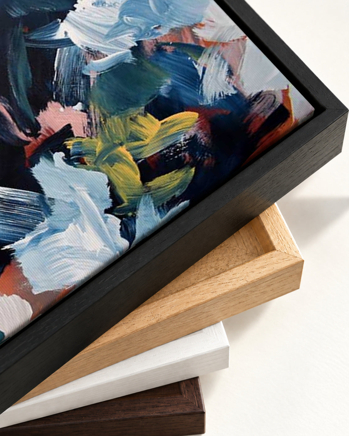 Abstract 446 Canvas Art — framed canvas corner and wrapped canvas detail