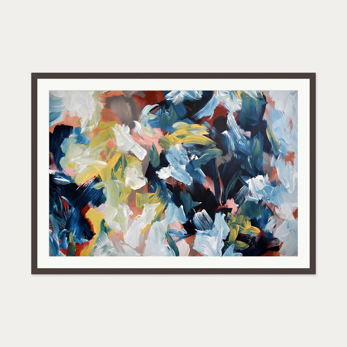 Abstract 446 Art Print — 70 x 100 cm — Brown Frame