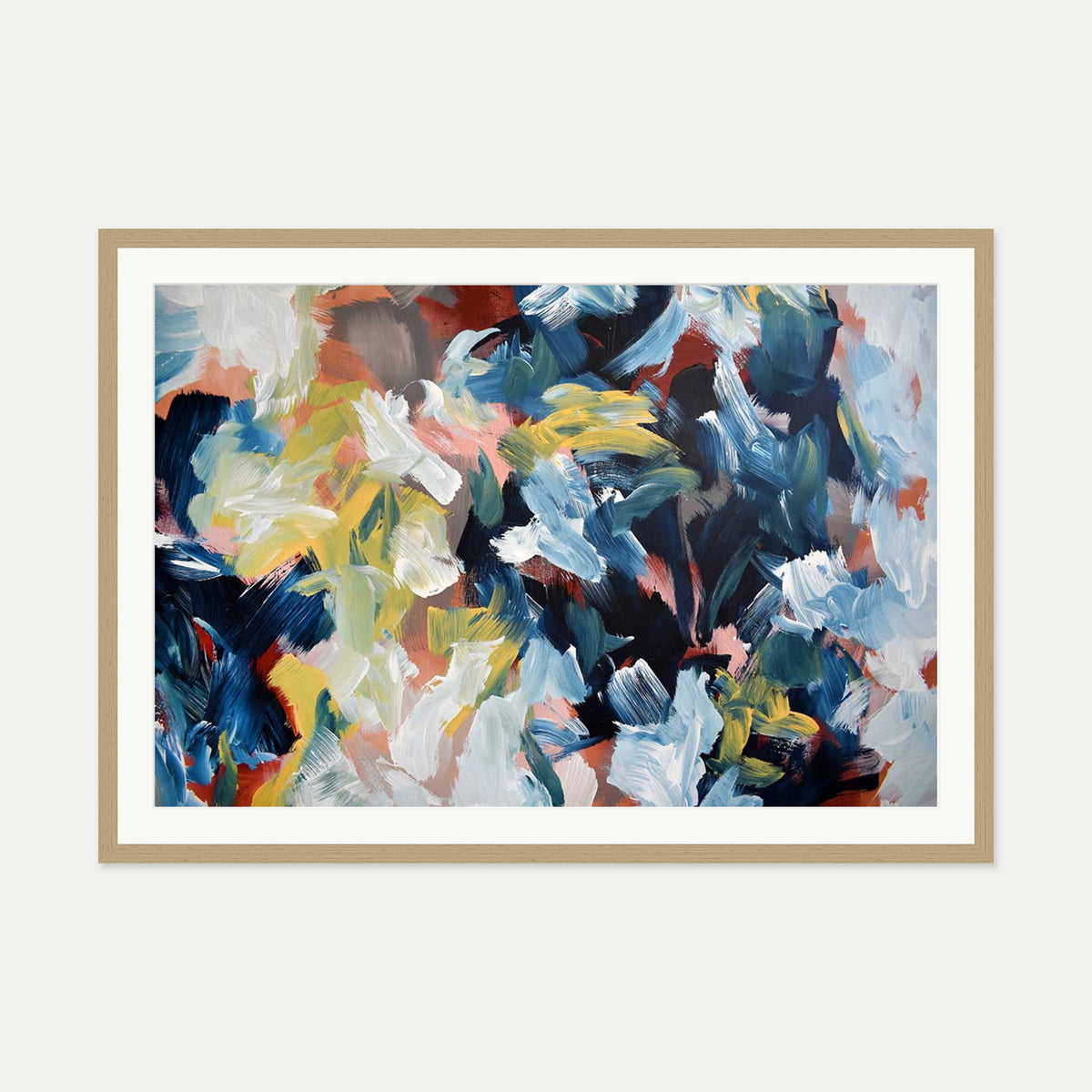 Abstract 446 Art Print — 70 x 100 cm — Oak Frame