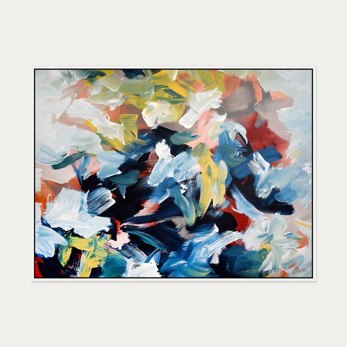 Abstract 448 Canvas Art — 90 x 120 cm — White Frame