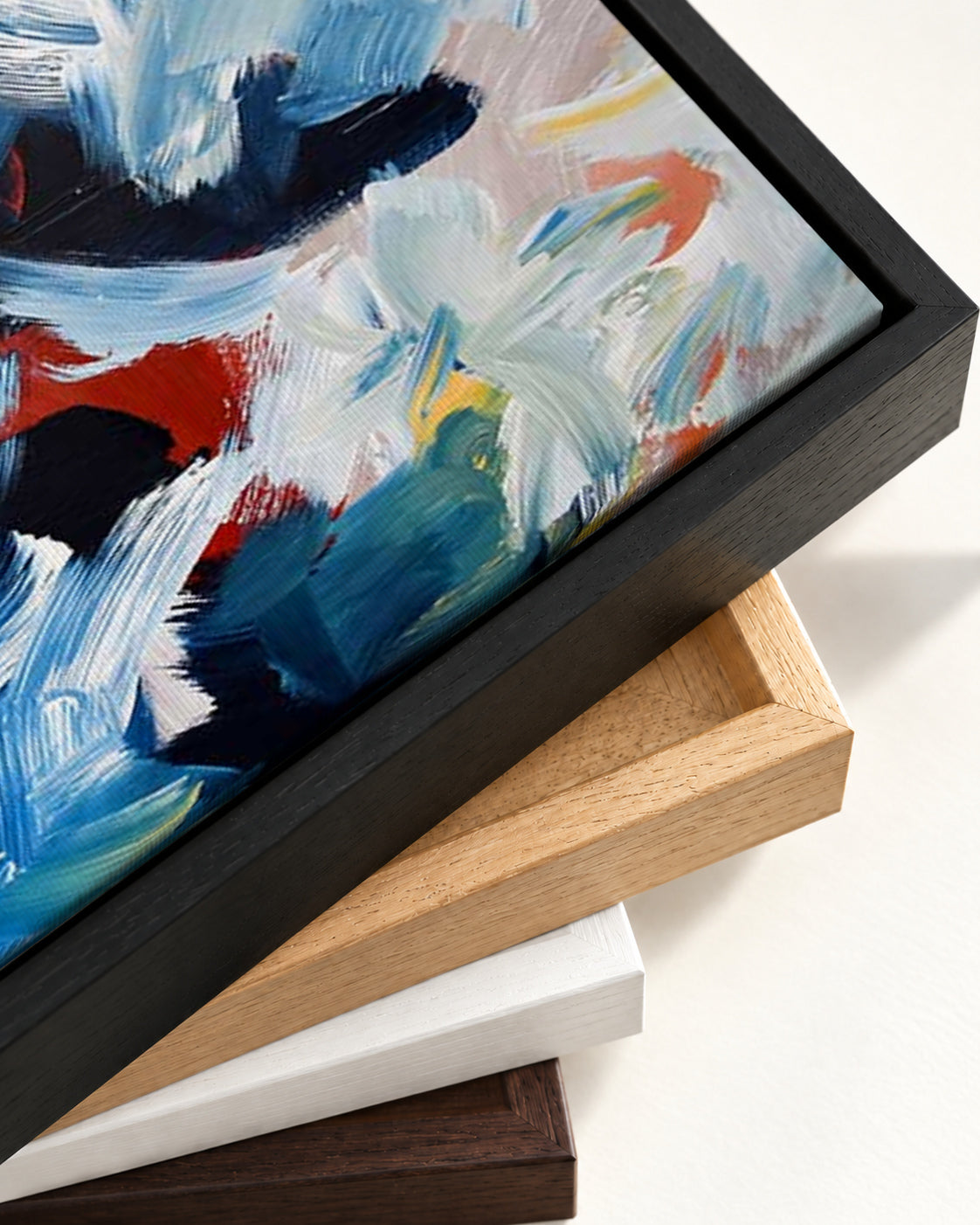 Abstract 448 Canvas Art — framed canvas corner and wrapped canvas detail