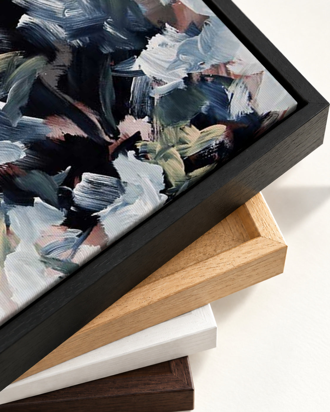Abstract 449 Canvas Art — framed canvas corner and wrapped canvas detail